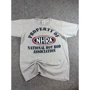 VTG NHRA Shirt Mens Gray Property Of National Hot Rod Association Graphic Medium